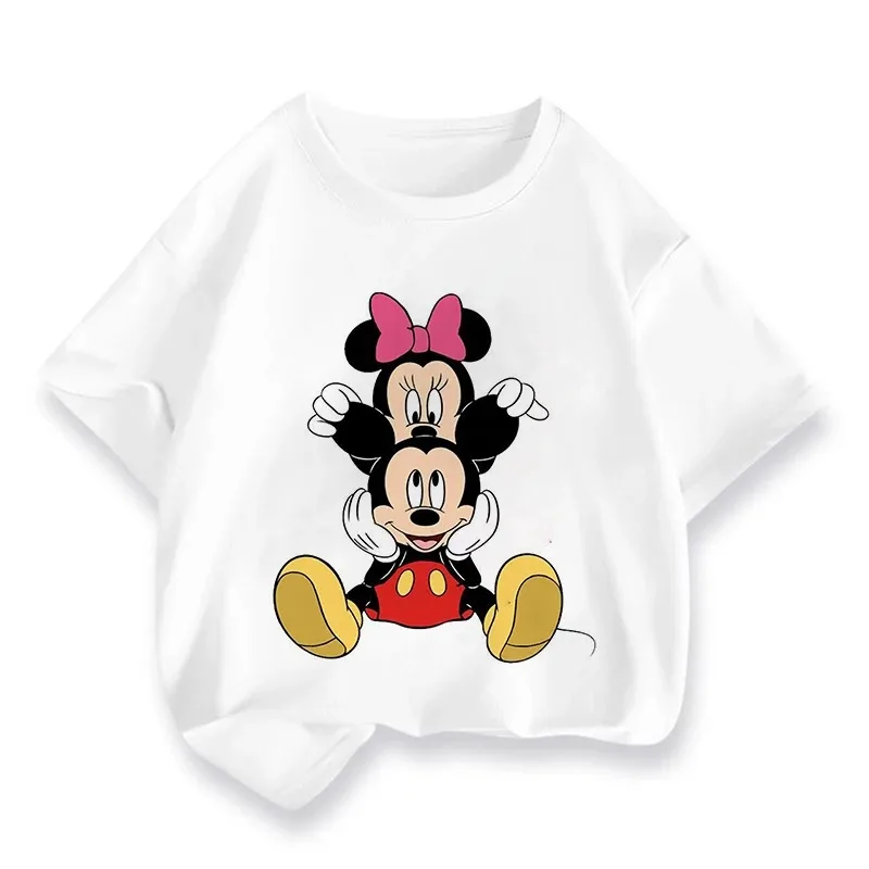 Summer Disney T Shirt Cartoon Baby Kids Boys Girls Children Mickey Mouse Short Sleeve Clothing Kawaii Minnie Print Tee Toddler 5