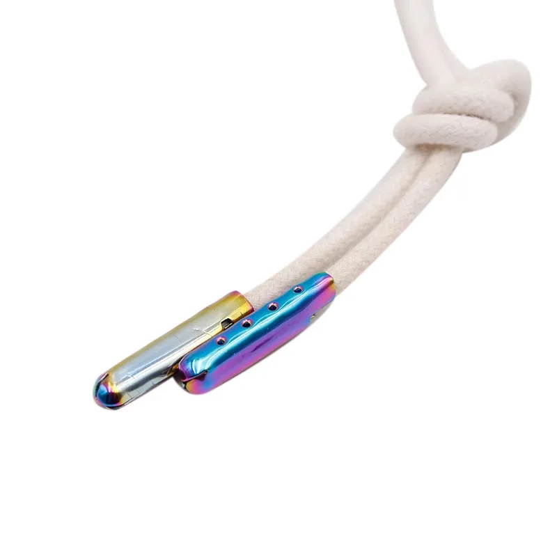 Weiou Lace Decorative Plating Heads 22.4*4MM Electroplating Gradient Tape Tips Mouth Open String Metal Aglets 100pcs Wholesale