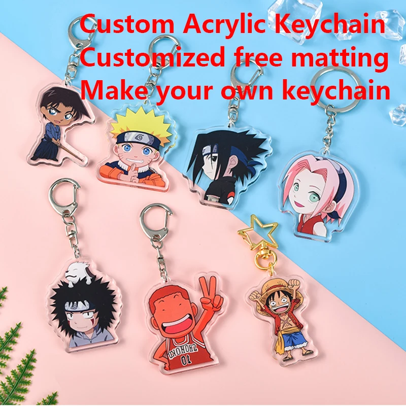

Custom Keychain Cartoon Acrylic Keychain Photo Custom Animation Pendant Hologram Clear Personalized Designer Car Keychain