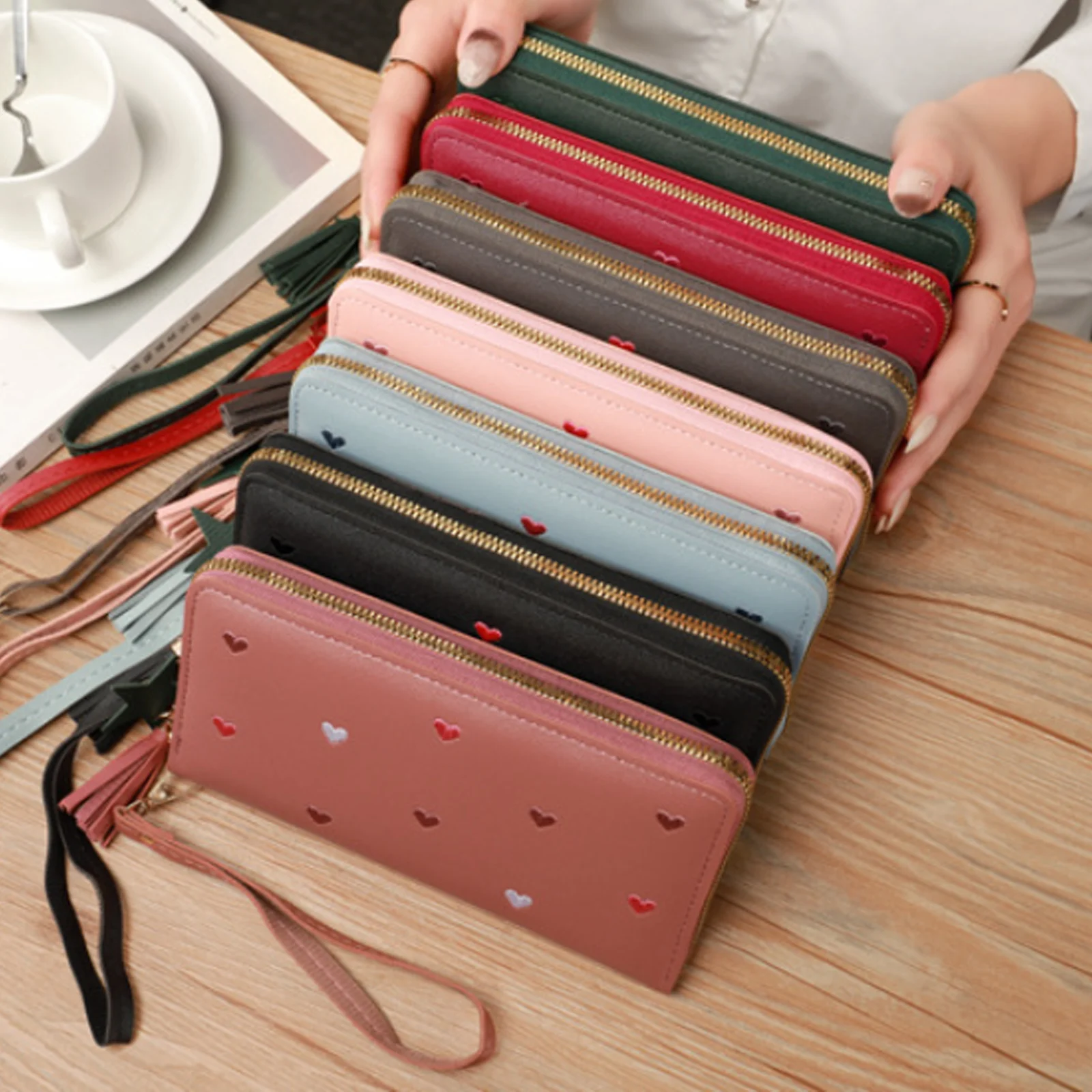 Women Long Wallets Purses Luxury Love Heart Wallets for