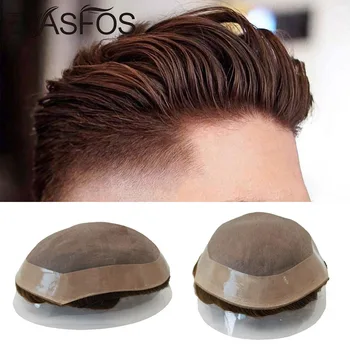 Parrucchino per capelli umani naturali Parrucca da uomo Durevole Fine Mono Lace Protesi per capelli maschili Parrucca Parrucchino Sistema di sostituzione dei capelli da uomo per uomo