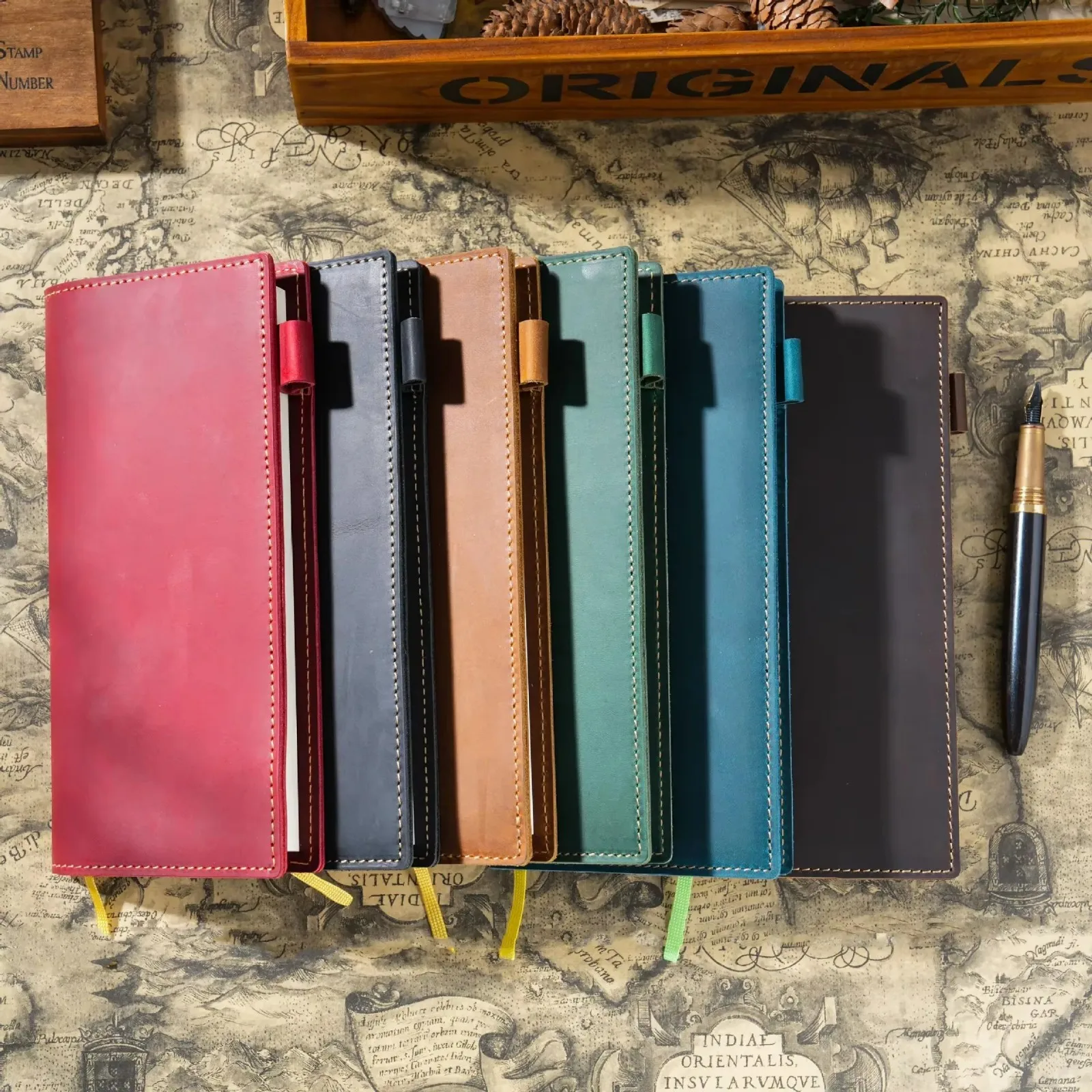 Weekly Journals Notebook, Genuine Leather Weeks Diary with 88 Sheets Inserts, Simple Office Stationery, Soft Organizer Book 6