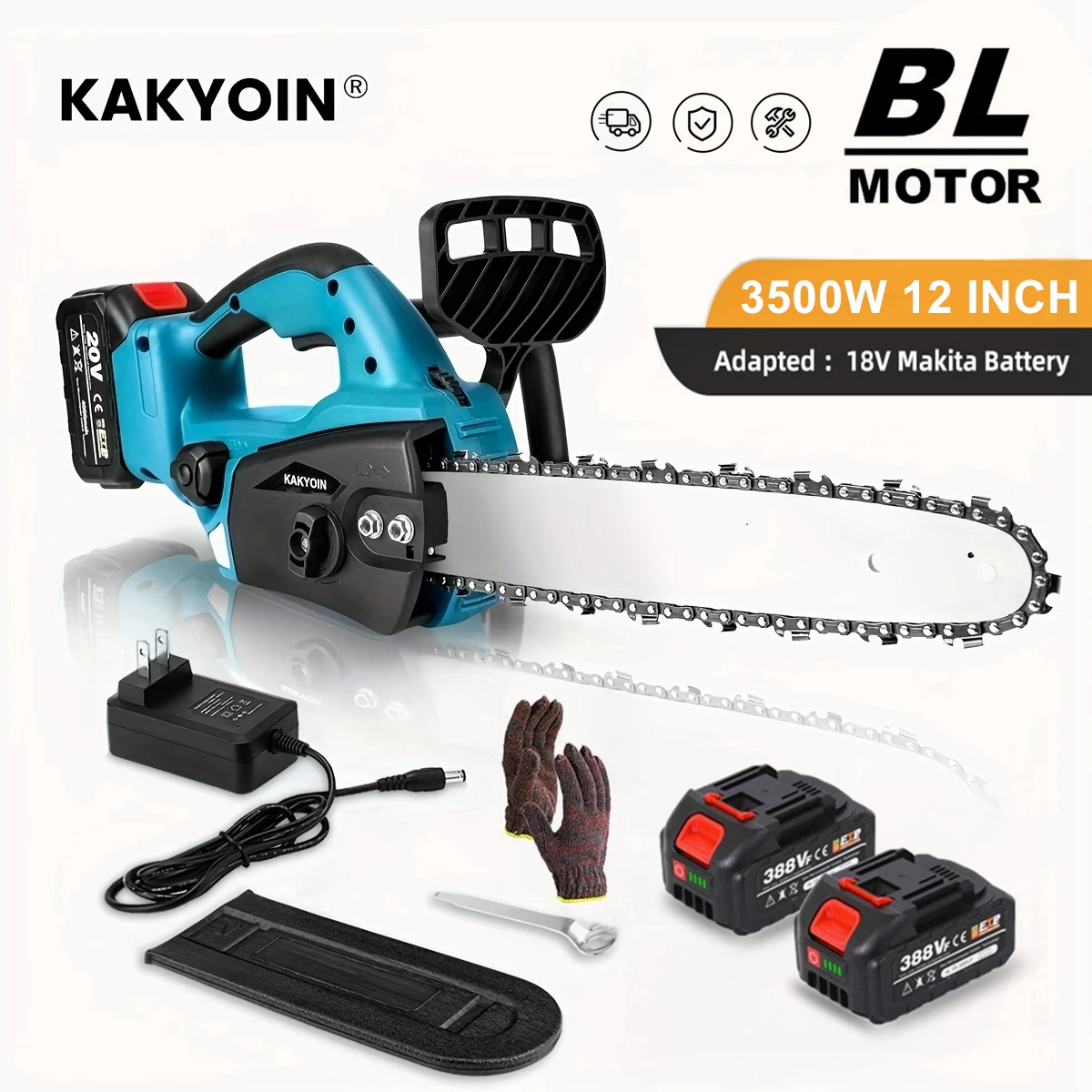 3500W12InchWirelessElectricChainsawBrushlessMotorOilChainsawWoodworkingHighpower