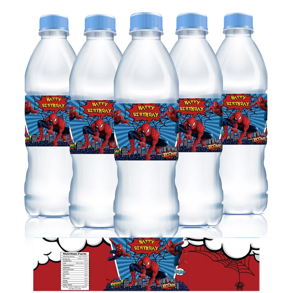 Pegatinas de etiqueta de botella de agua de SpiderMan Decoraci n de pegatinas-de-etiqueta-de-botella-de-agua-de-spiderman-decoraci-n-de