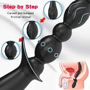 3 Motors Anal Vibrator Butt Plug Stimulator Anal Beads 10 Speed Gay Prostate Massage Sex Toys For Men Women USB Charge Vibrator 2