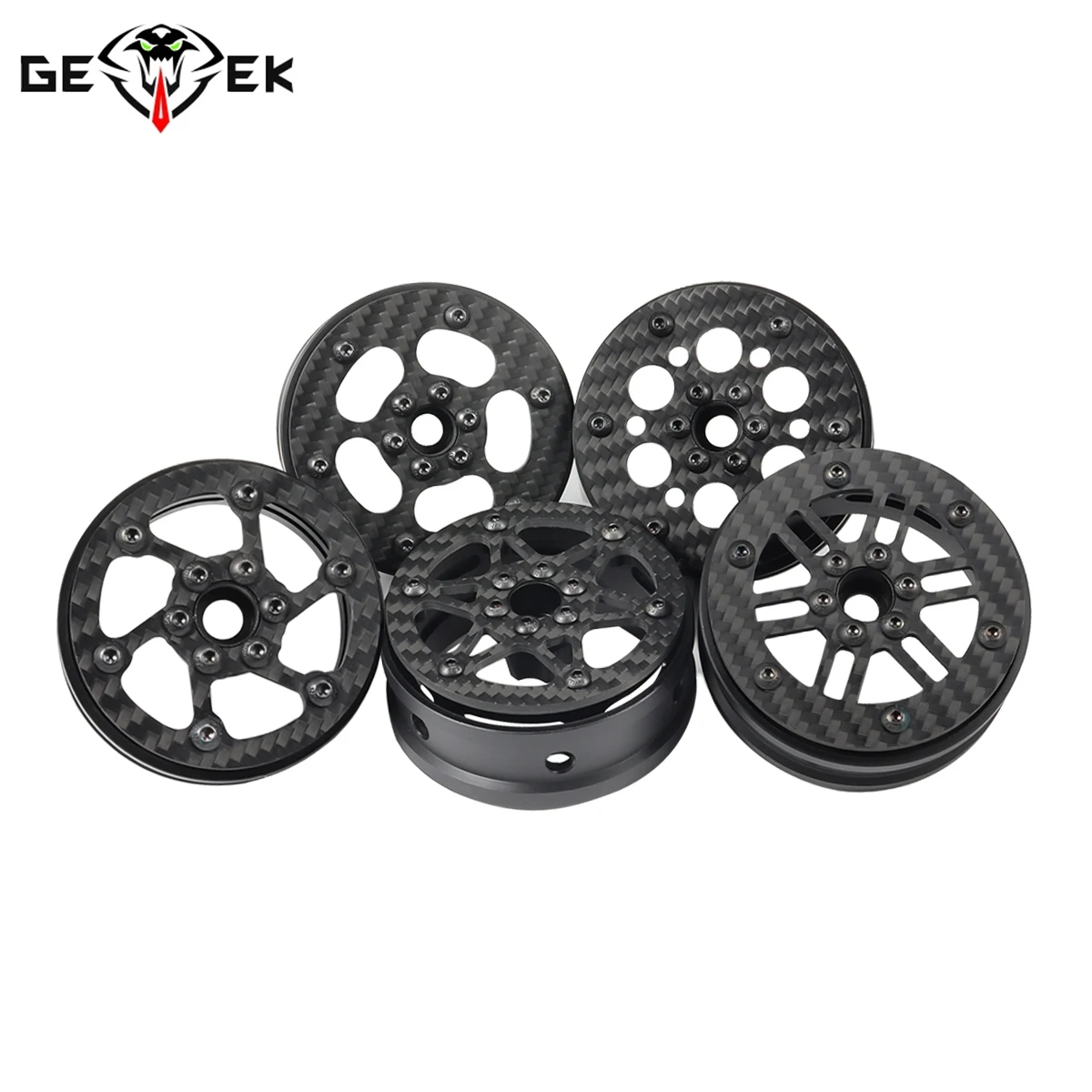 AMK Cerchi in fibra di carbonio da 12 mm con mozzo esagonale 2.2 Beadlock per pneumatici cingolati RC 1/10 Axial SCX10 TRX6 Gen7 Gen8 Gelande Pro GSPEED V4 TRX4 Aggiornamenti Element Enduro 4 pezzi