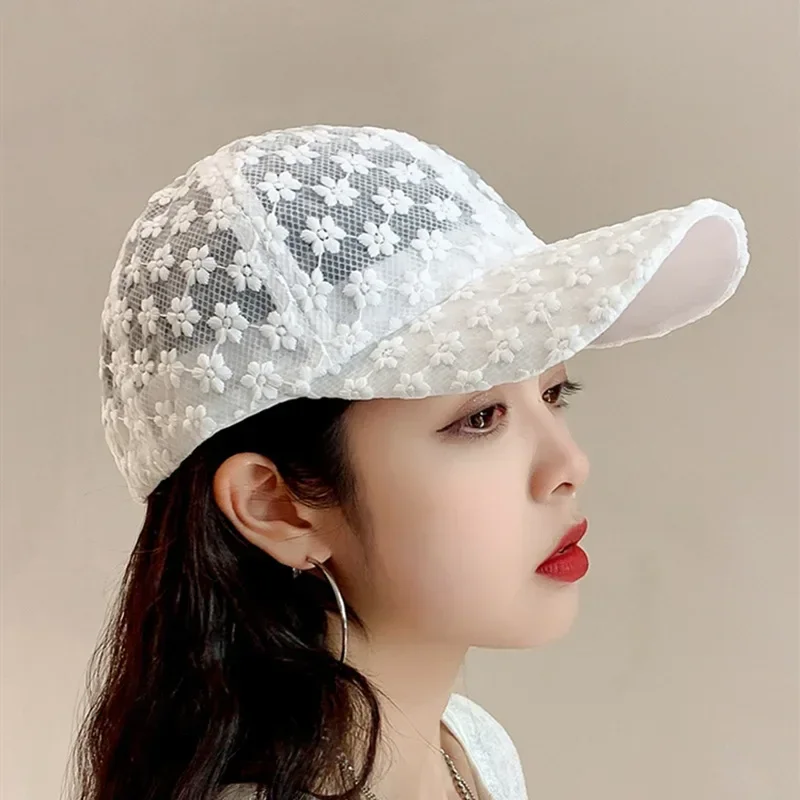 Stylish Ladies Snapback Summer Lace Hat Cotton Thin Baseball