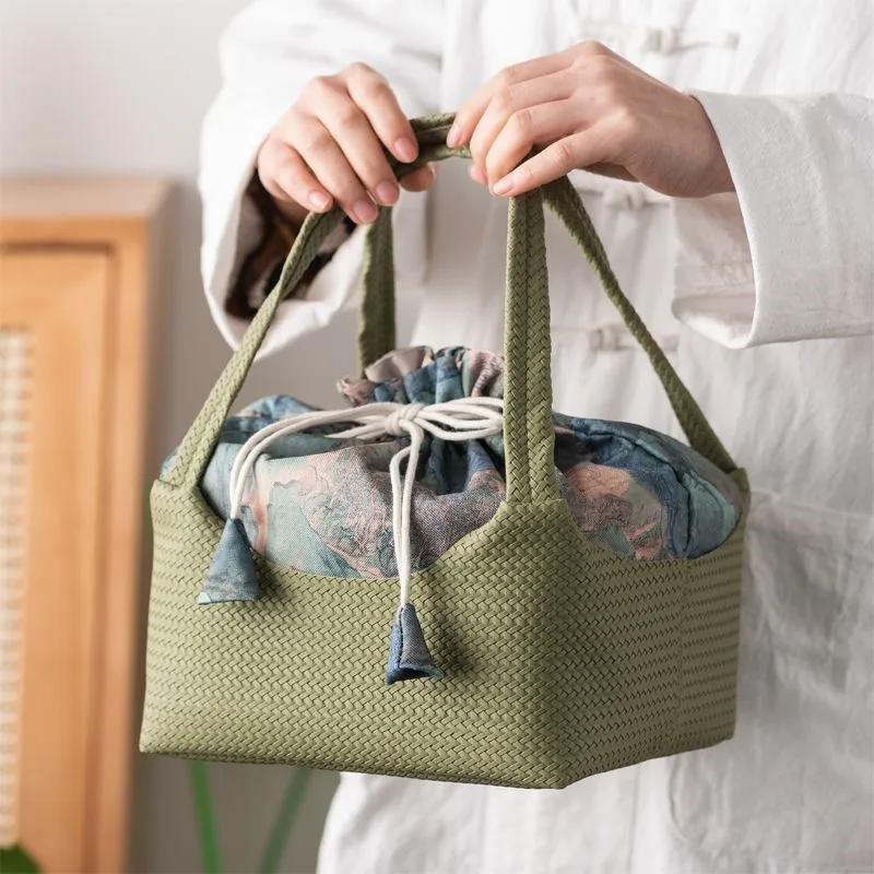 Chinese Style Travel Tea Set Storage Bag Household Outdoor Portable Tea Set Storage Bag Handmade Kuaike Cup BagZE968