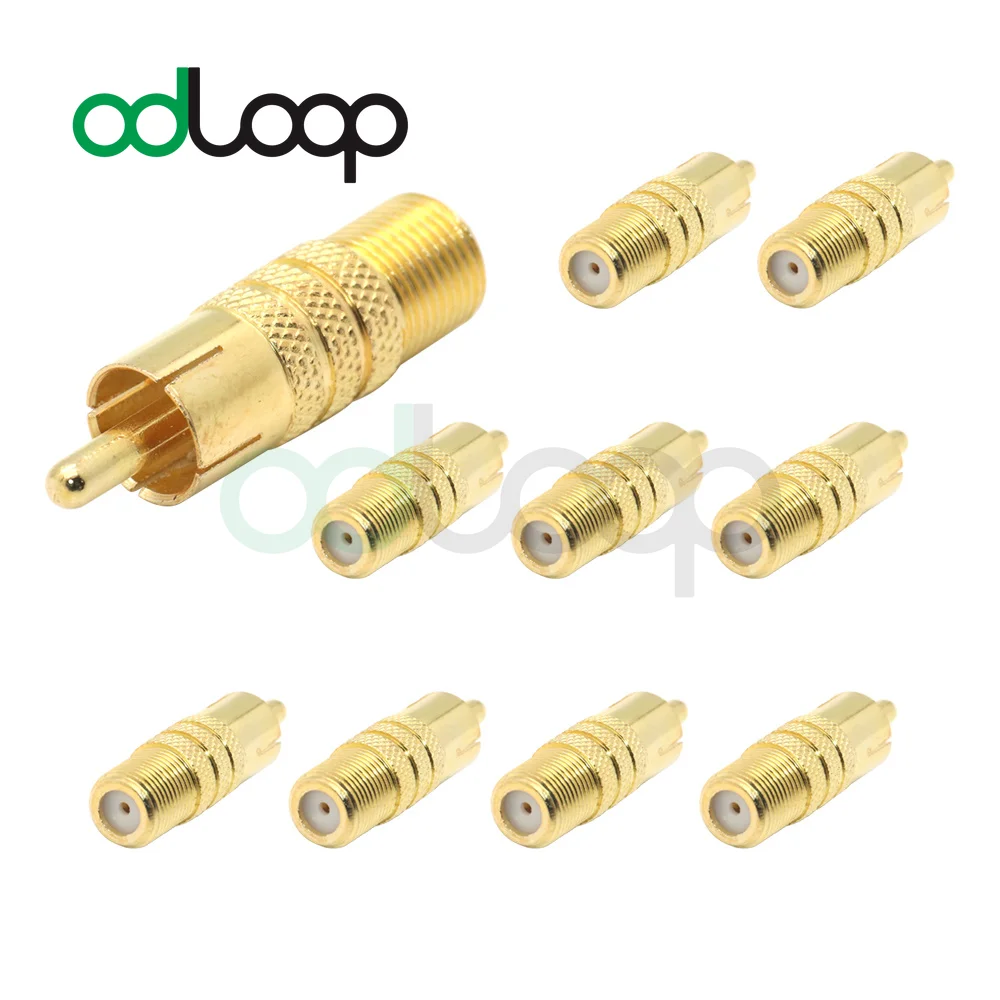 

ODLOOP 10-Pack Gold Plated F-Type Female To RCA Male Coaxial Cable Adapter Connector for Video Audio
