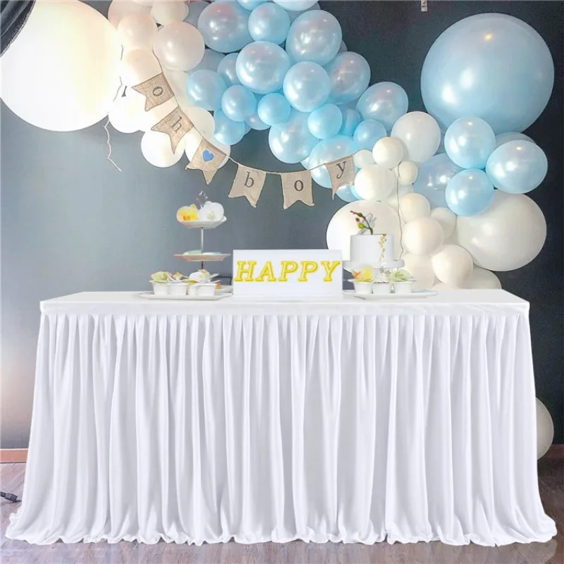 

4/6/8/9/14FT Party Table Skirt Birthday Pleated Dessert Tablecloth Cover Wedding Festive Table Skirting Baby Shower Home Table