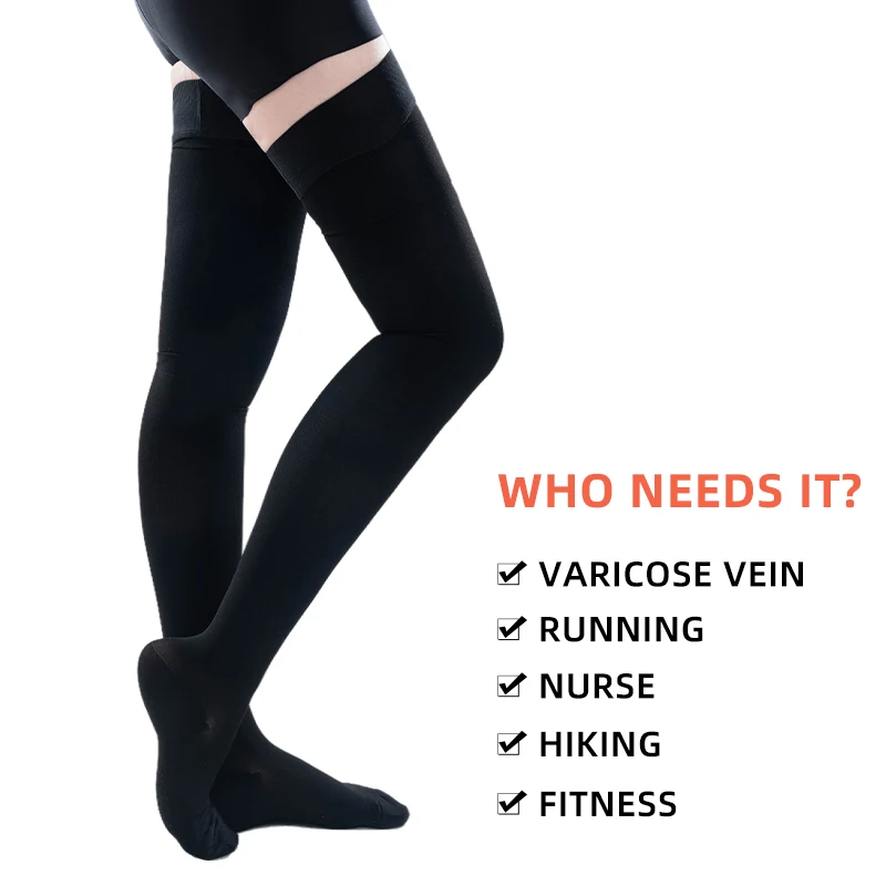 Medical Compression Stockings 20-30mmHg Graduated Pressure Thigh High Elastic Nursing Socks for Varicose Veins Edema Swelling 3