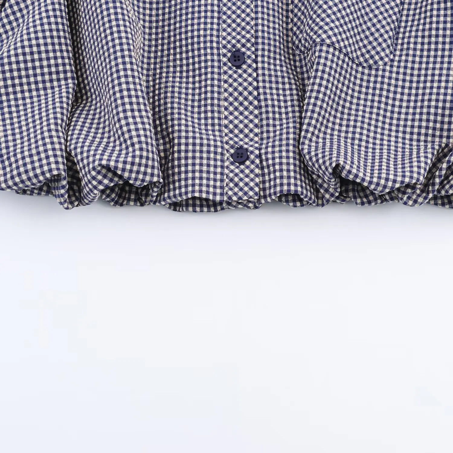 Women Fashion Chic Balloon Plaid Shirt Female Spring Autumn Turn-Down Collar Loose Pocket Long Sleeves Blouses Ladies Casual Top