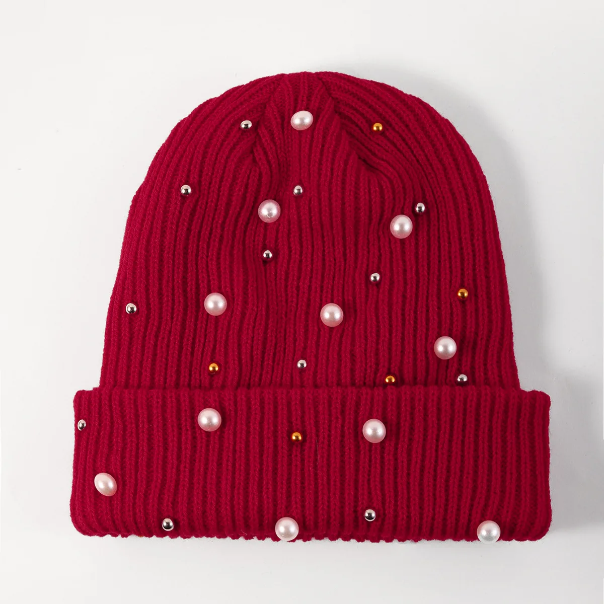 Y2K Beanie Women Girls with Pearl Soft Warm Acrylic Knitted Hat Winter Caps Casual Skullies Outdoor 5
