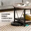 Round Coffee Table with Storage, Rustic Living Room Tables with Sturdy Metal Legs, OAK 4