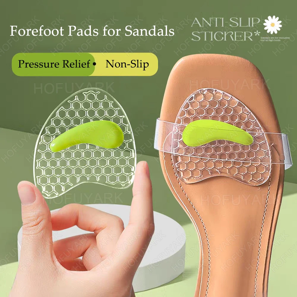 Soft Gel Forefoot Pads for Women High Heels Sandals Silicone Shoe Pads Insoles for Shoes Non-Slip Inserts Adjust Size Foot