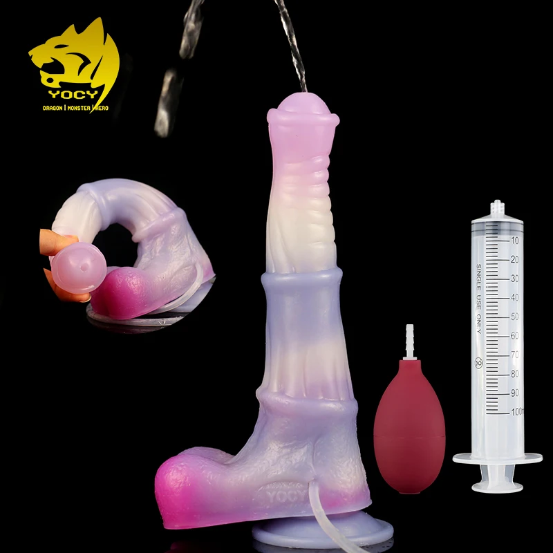 

YOCY New Seajelly Colorful Horse Dildo Realistic Squirting Function Animal Penis With Suction Cup For Men Anal Orgasm Sex Toy