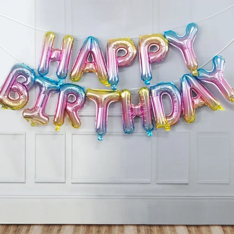 Geburtstagsdekoration Ballons Partyzubehör Alles Gute zum Jahrestag Babyparty Mädchen Junge Geschlechtsoffenbarung Kinder Blauer Folienballon – Detail 4
