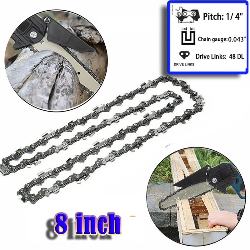 

Garden Woodworking Tool 8Inch Mini Chainsaw Chain Guide 1/4" Pitch .043" 45DL Semi Chisel Electric Chainsaw Chain Accessories