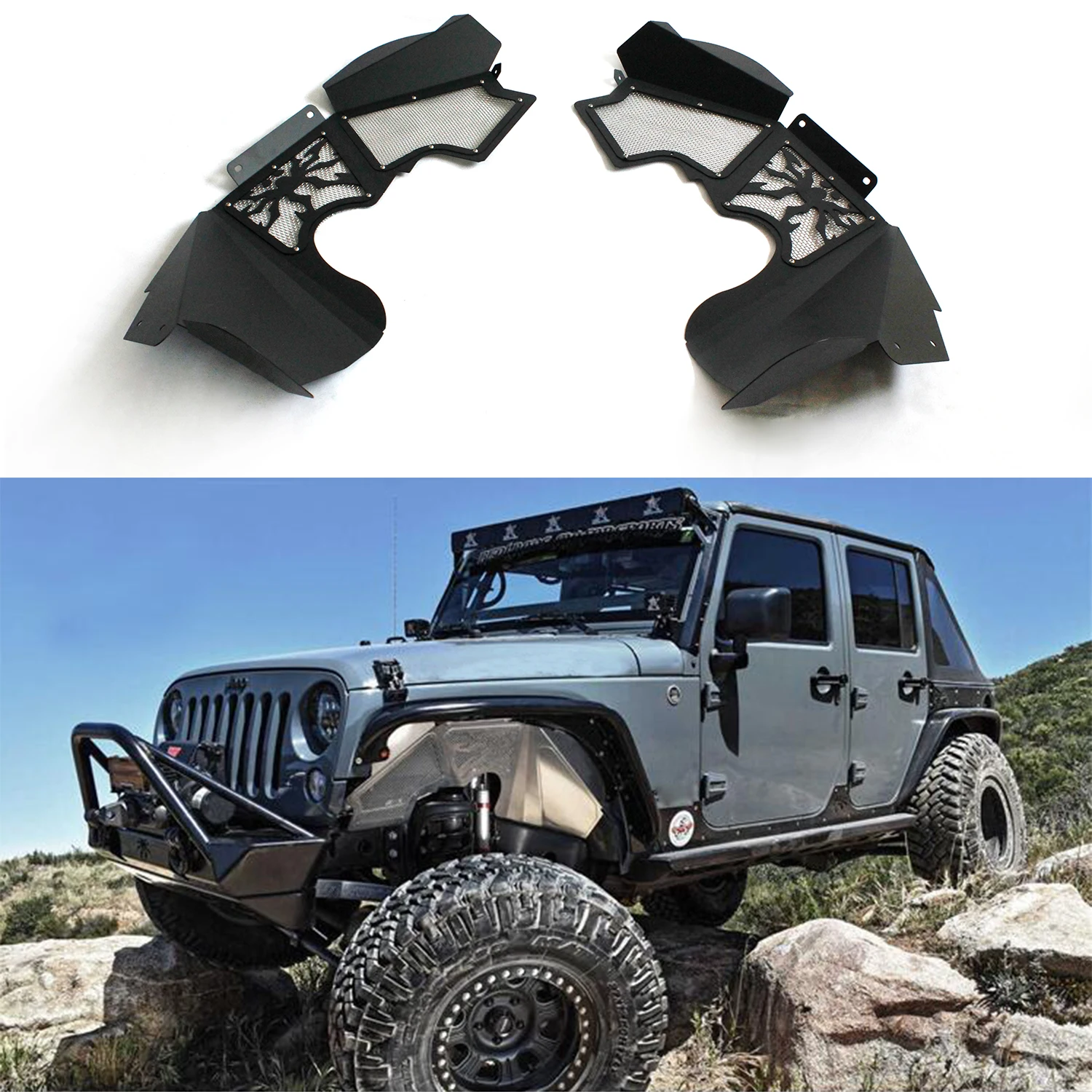 

SXMA J256 2 шт. переднее внутреннее крыло колеса комплект внутренняя защитная пластина шины для Jeep Wrangler JK 2007-2017