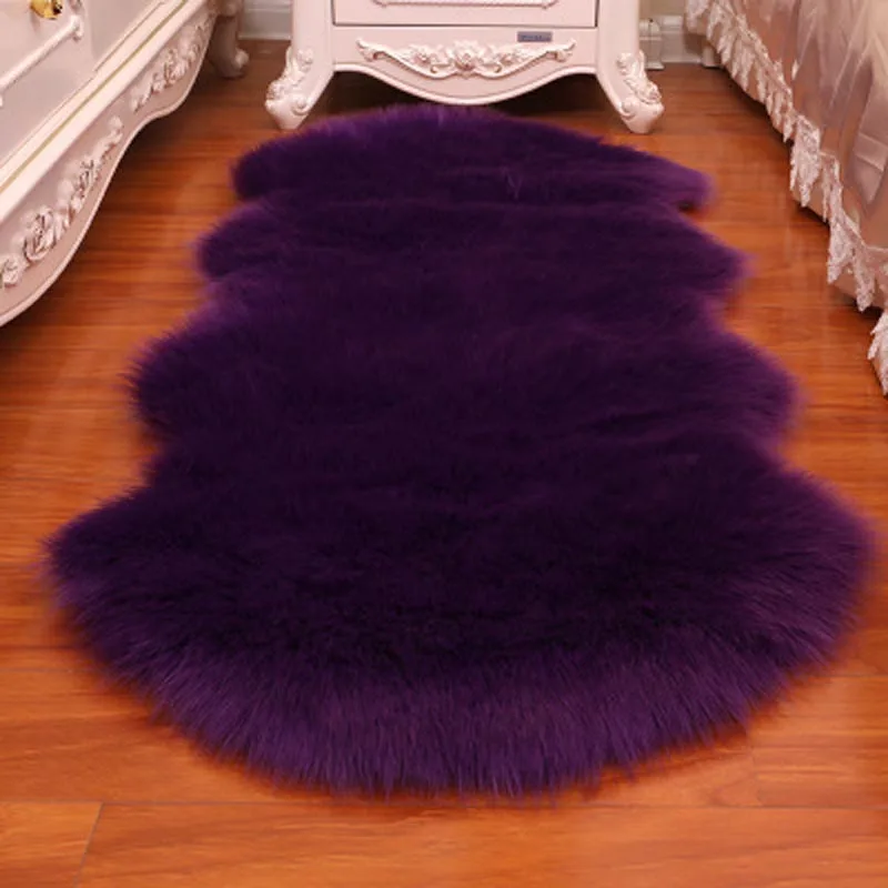 Soft Faux Sheepskin Fur Area Rugs for Bedroom Living Room Decorative Shaggy Sofa Cushion Floor Mat Bedside Carpet Home Decor 