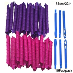 Effortless Styling Heatless Curlers Set for Bouncy Spiral Curls (55cm Rose red - purple)