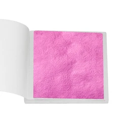 100pcs 8x8cm Imitation Gold & Silver Foil Glitter Sheets for DIY Crafts & Jewelry Making (Pink)