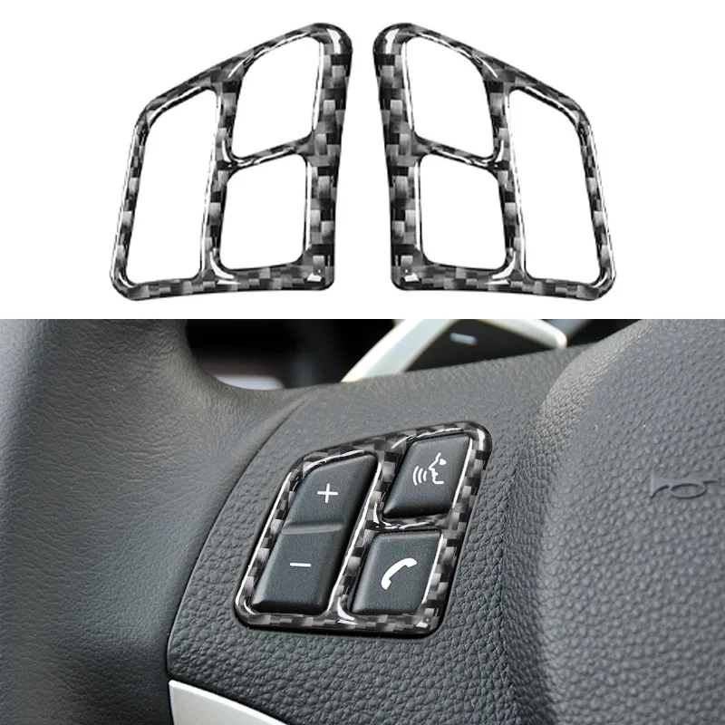 

2pcs Car Styling Real Carbon Fiber Auto Steering Wheel Button Cover Trim Stickers For BMW 3 Serie E90 2005-2012