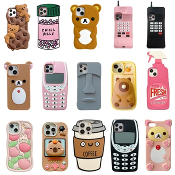 Protezione della fotocamera per iPhone 17 12 13 14 15 16 Pro Max 3D Cartoon Cute Animal Custodia morbida in silicone per telefono Cover Shell Proteggi