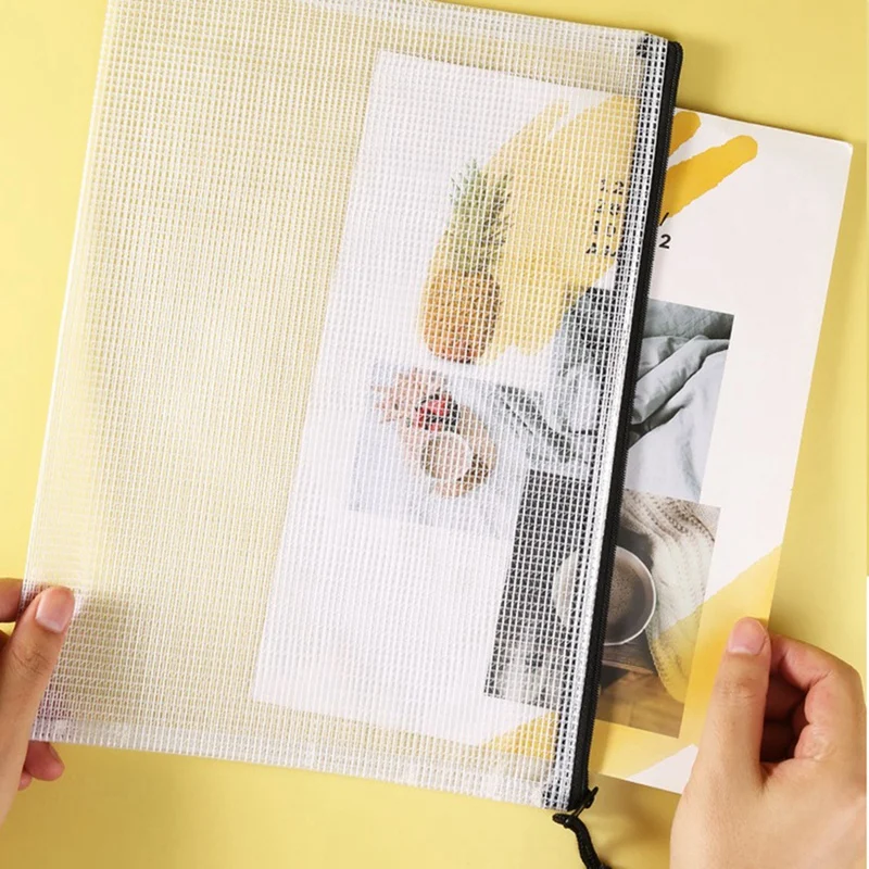 메쉬 지퍼 파우치 반투명 지퍼 장난감 보관 가방, 학교 용품, 교실 사무용품, 블랙 앤 화이트 PVC, 30 개