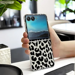 Black Leopard Print Clear Hard Phone Case Cover - Moto Razr 60 Pro (Clear - SMTWQ776)