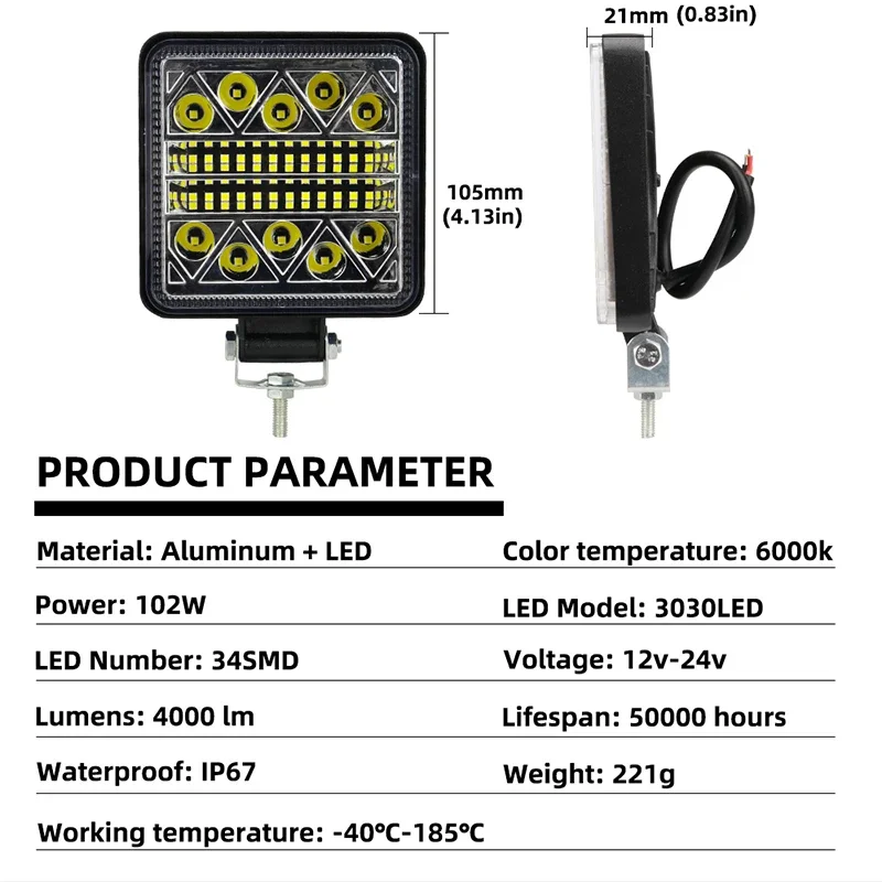 รูปสินค้า LED Light Bar 102W สำหรับรถยนต์และรถบรรทุก
