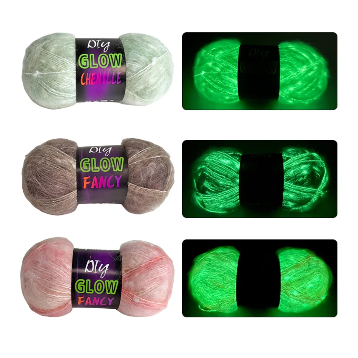 1pc 50g Glow in Dark Polyester Wool Luminous Knitting Yarn for Hand Knitted Cardigan Scarf Carpet Sweater Hat 2