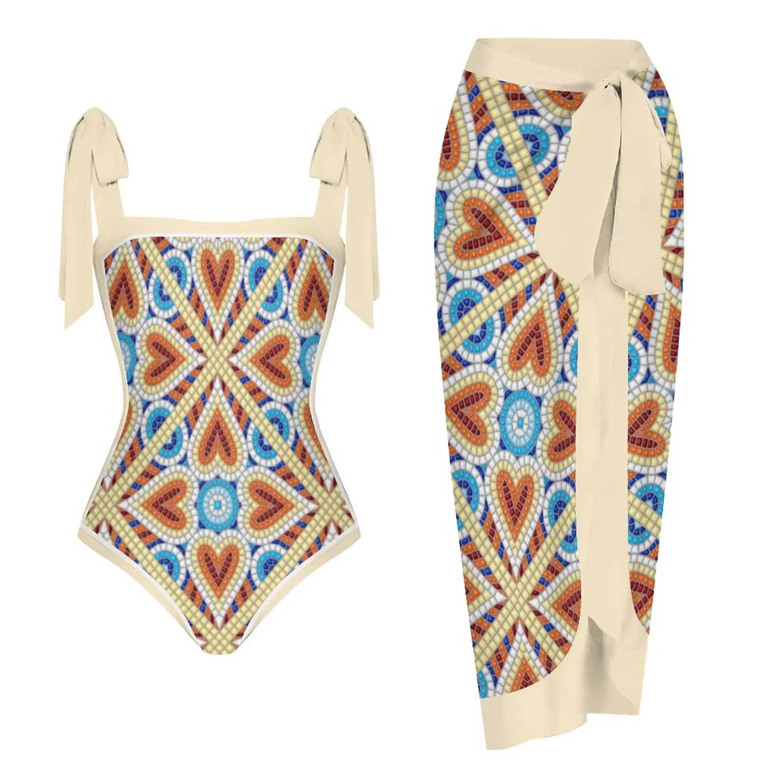 

Women One Piece Swimsuit Sexy Square Neck Backless Bikini Summer Colorblock Print Surf Wear Holiday Bathing Suit Fashion Beachwe