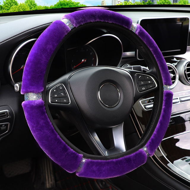 Rhinestones Steering Wheel Cover With Crystal Diamond Sparkling Car Suv Steering Wheel Protector Fit 14.5-15 Inch Vehicle