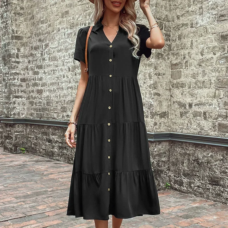 

2024 New Summer Women's Dress Temperament Long Hepburn Style French Maxi Dresses Bodycon Casual Elegant Party Club Vestido