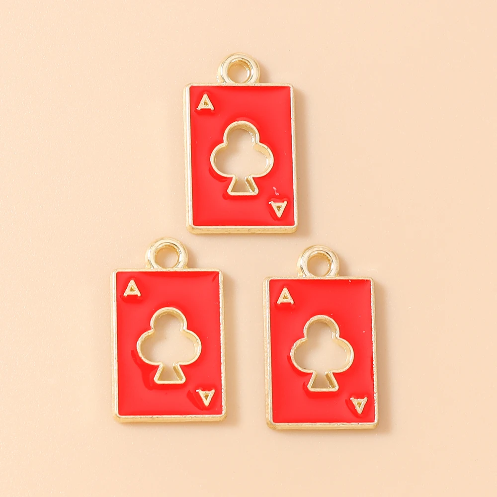 Leslie 10 Stück Niedliche Emaille Bunte Ace Poker Karten-Anhänger für Schmuckherstellung Halskette Schlüsselanhänger DIY Handgemachtes Handwerk – Detail 21