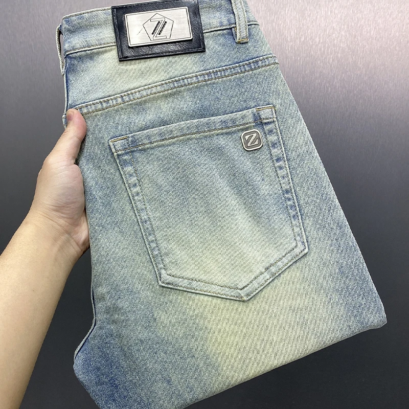 Summer Thin Jeans for Men 2024 New Nostalgic Fashion Trend Simple High end Washed Elastic Slim Fit Pants