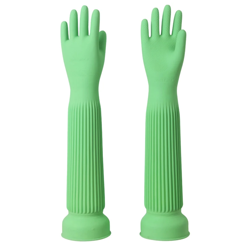 

Latex Waterproof Long Gloves 58cm Green Pink Thicken Gardening Car Cleaning Dish Cloth Washing Elbow Lengthen Ultra Gloves