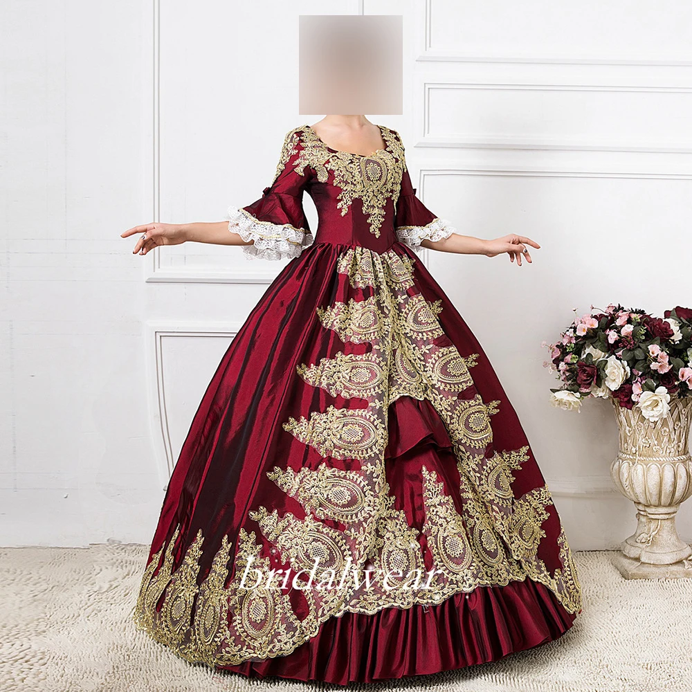 Victorian Rococo Ball Gown Renassiance Medieval Embroidery Vampire Queen Halloween Party Dresses Parade Masquerade