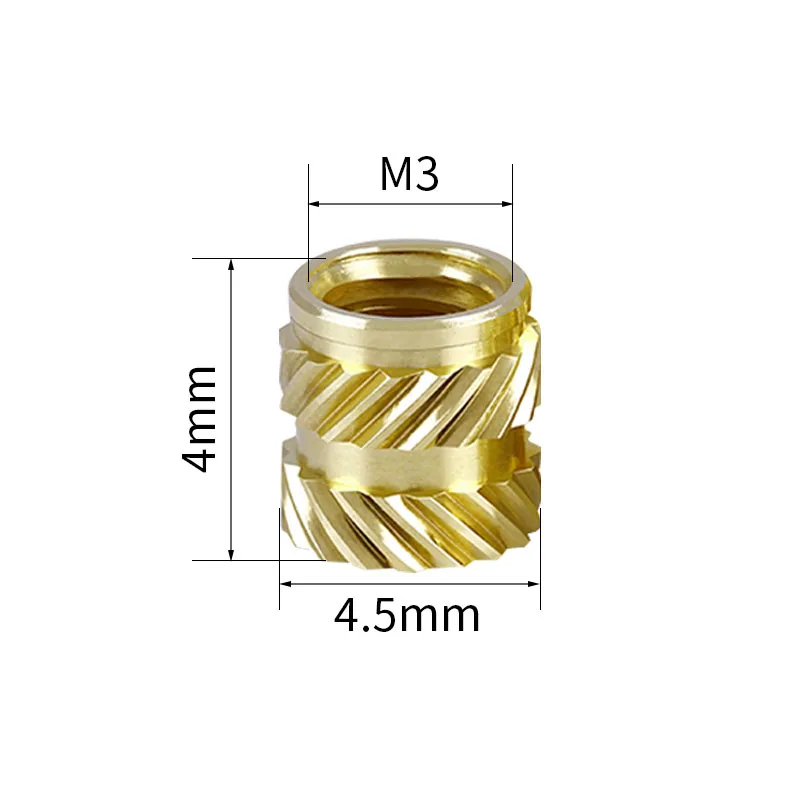 20/50/100pcs Insert Embedment Nut M3 M4 M5 Thread Knurled Hot Melt Brass  Threaded Heat Set Heat Resistant for 3D Printer Parts - AliExpress