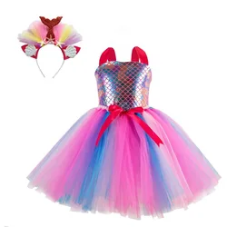 2024 Christmas Mermaid Girls Clothes for Party Children Clothing Mermaid Girl Tutu Dress with Headband Cosplay Mermaid Dress