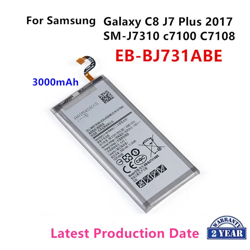 

Brand New EB-BJ731ABE 3000mAh Battery For Samsung Galaxy C8 J7 Plus 2017 SM-J7310 SM-C710F C7100 C7108 Batteries
