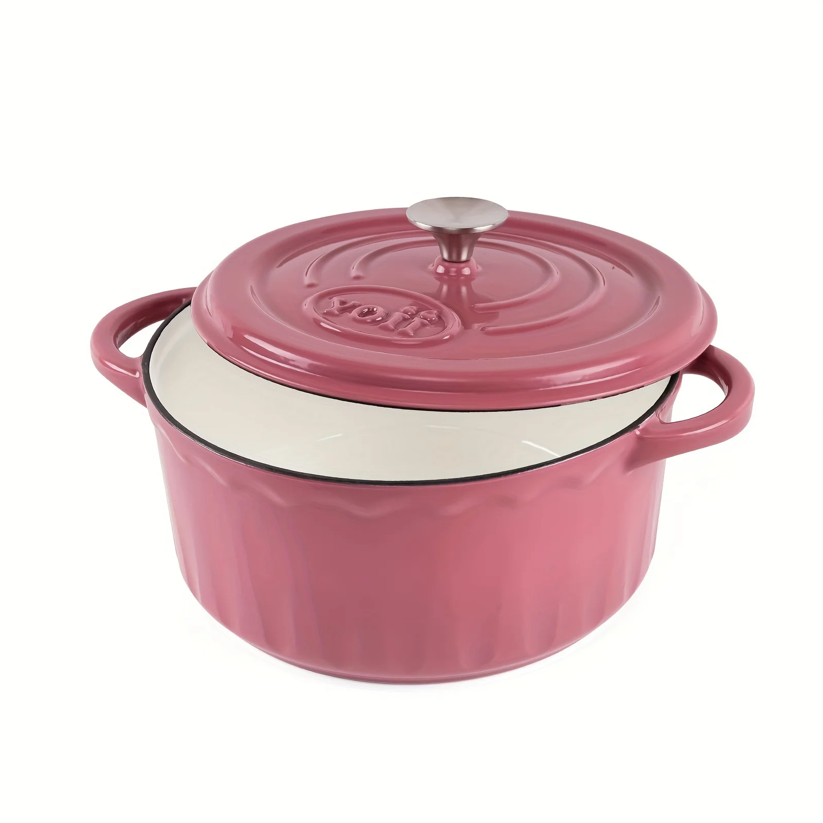 

1pc, 6qt Diamond Pattern Enameled Cast Iron Dutch Oven, Multi-Functional Non-Coating Stew Pot, Suitable For All Cooktops Foil pa