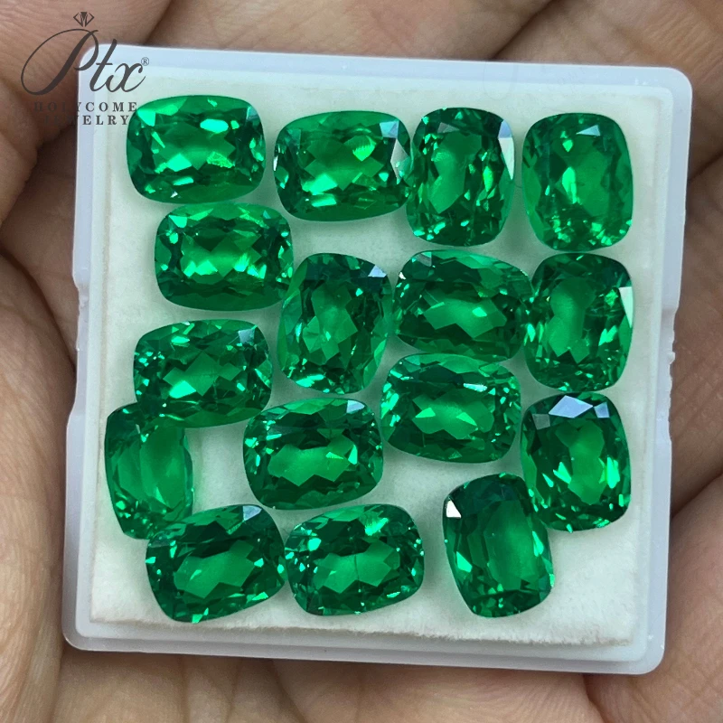 Im Labor gezüchtetes Kolumbien-Smaragd-langes Kissen, hydrothermisches Edelstein-DIY-Schmuckmaterial mit AGL-Zertifikat, hochwertige Perlen