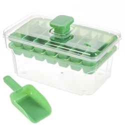 Compact Ice Tray Set with Easy - Release and Storage Lid (Green)