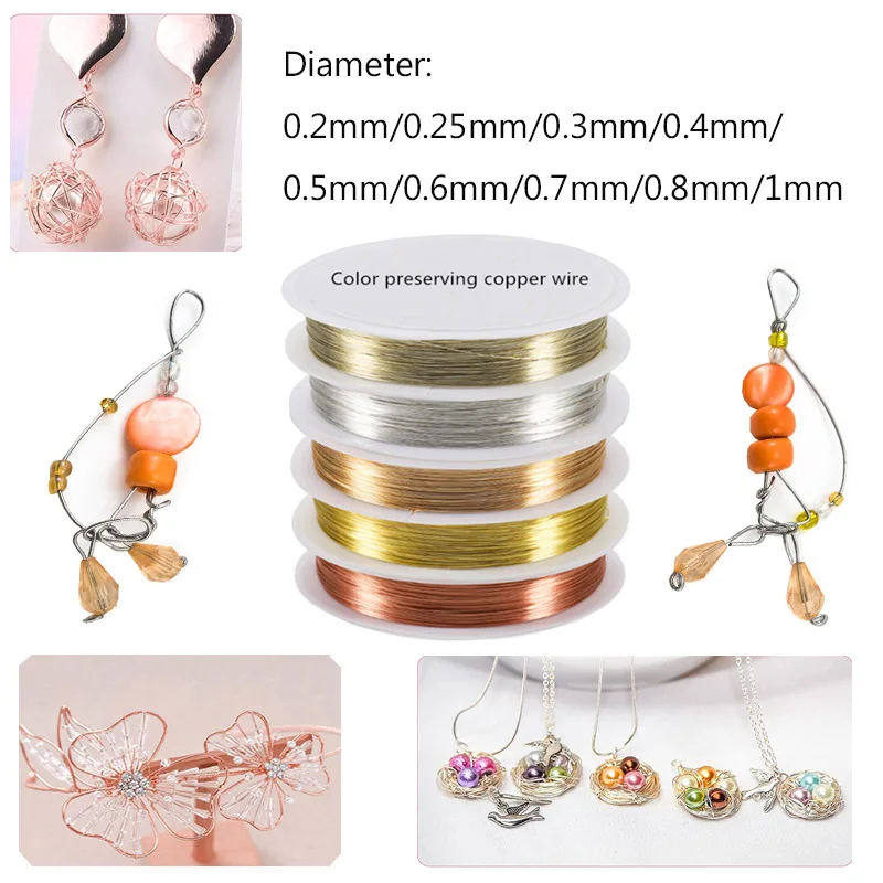 0.2 1mm copper wire for Bracelet Necklace DIY Colorfast Beading Wire