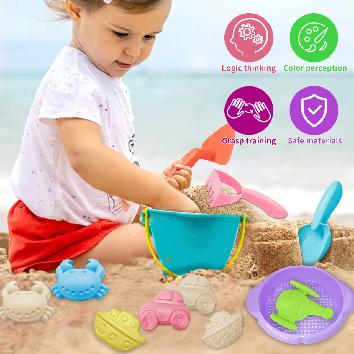 Baby Beach Toys Children Outdoor Summer Sand Play Set Infants Digging SandPlastic Shovels Buckets Water Play Beach Toys for Kids — view 2