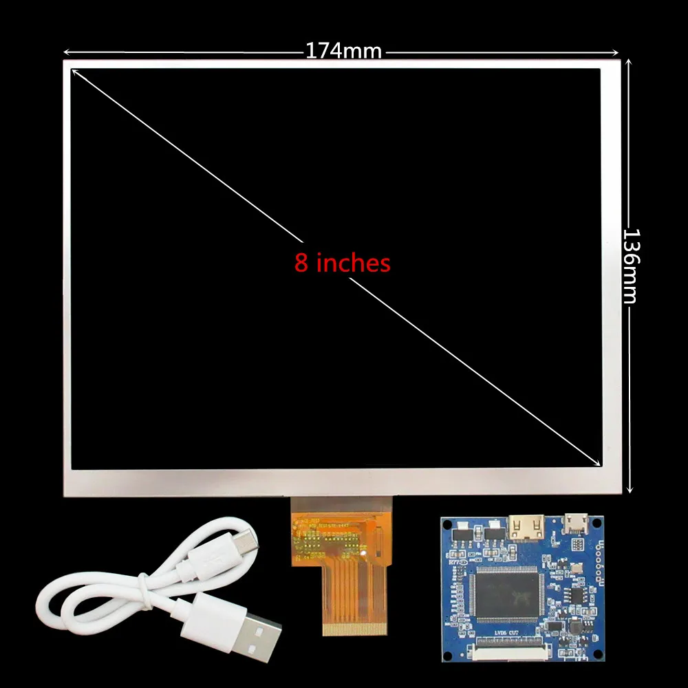 Placa de Control de controlador de pantalla LCD IPS de 8 pulgadas, 1024x768, Mini HDMI, Compatible con placa de desarrollo Raspberry Pi Banana Pi PC