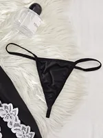 Sexy Women Lingerie Set Lace Trim Satin Babydoll Nightdress Spaghetti Strap Slip Dress With Thong Romantic Bedroom Wear - Image 6