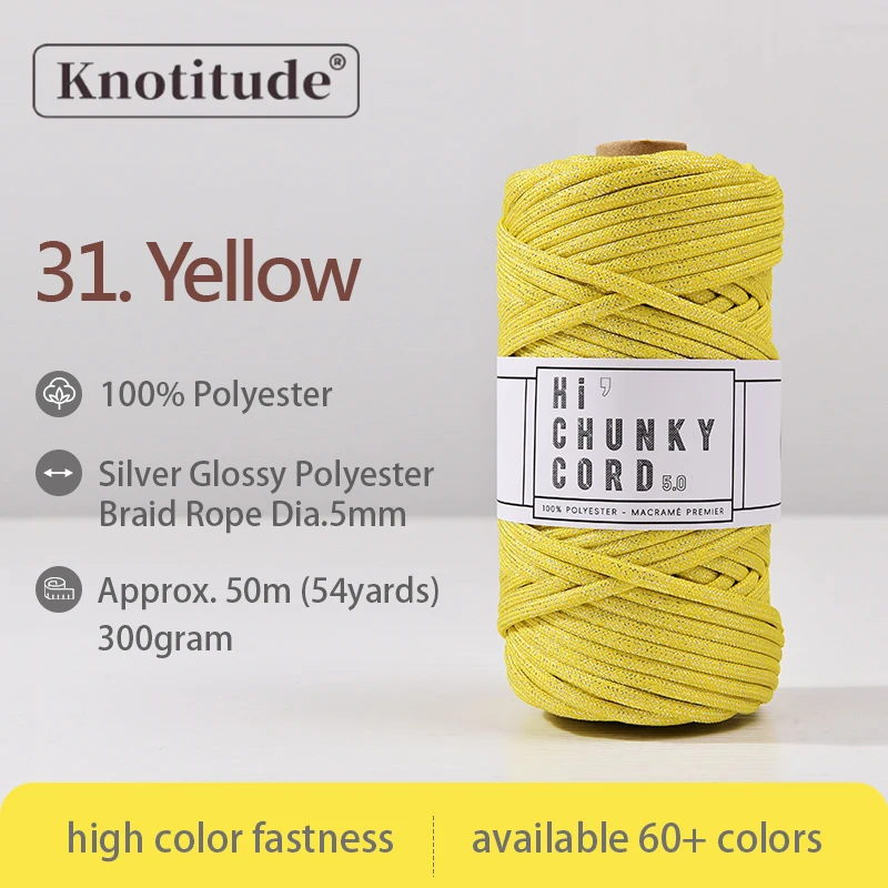 Silver Shimmer Macrame Rope - 5mm, 50m Spool, Glittered Finish